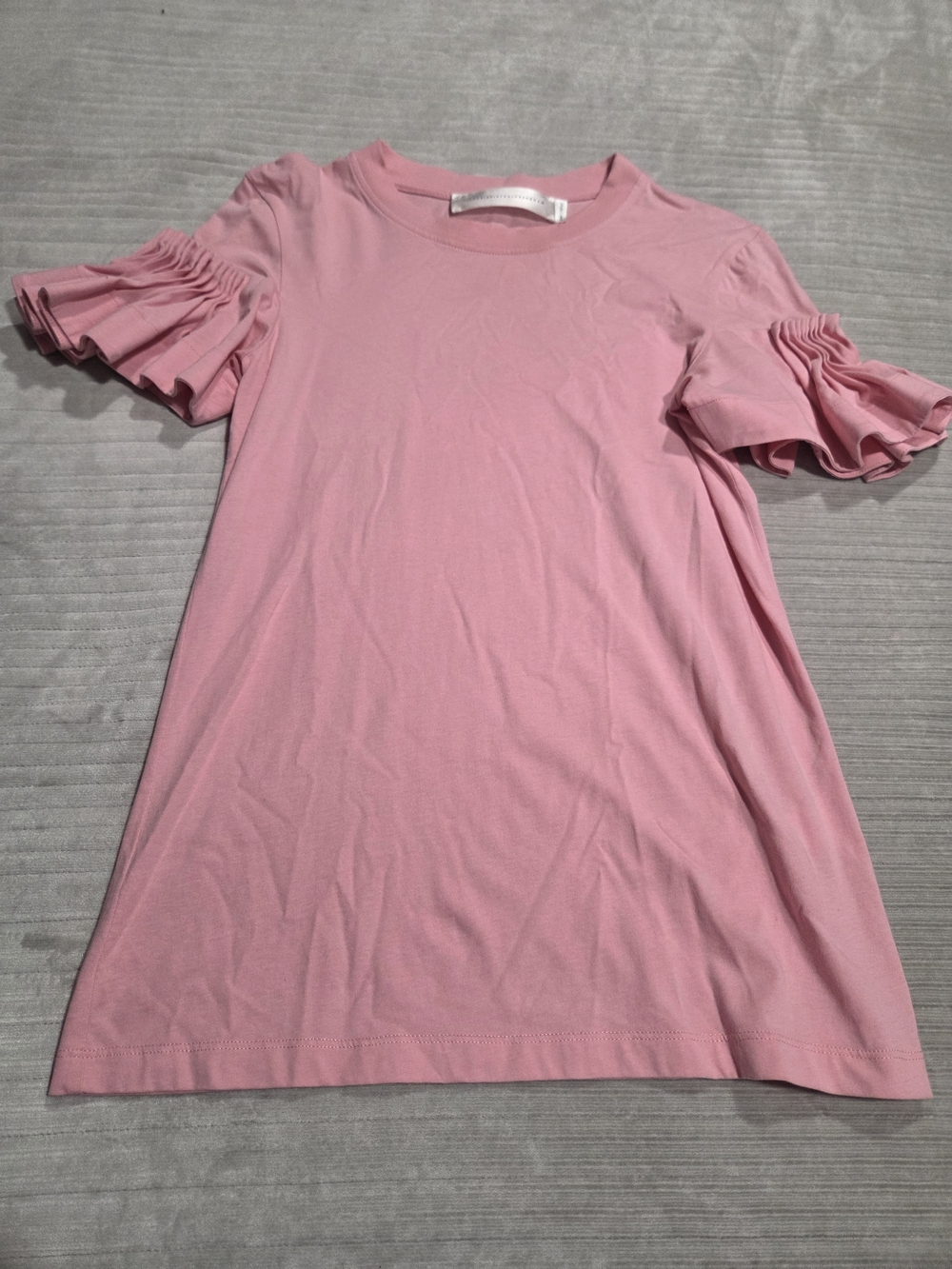 Victoria beckham Women's Pink Ruffle Sleeve T-Shirt